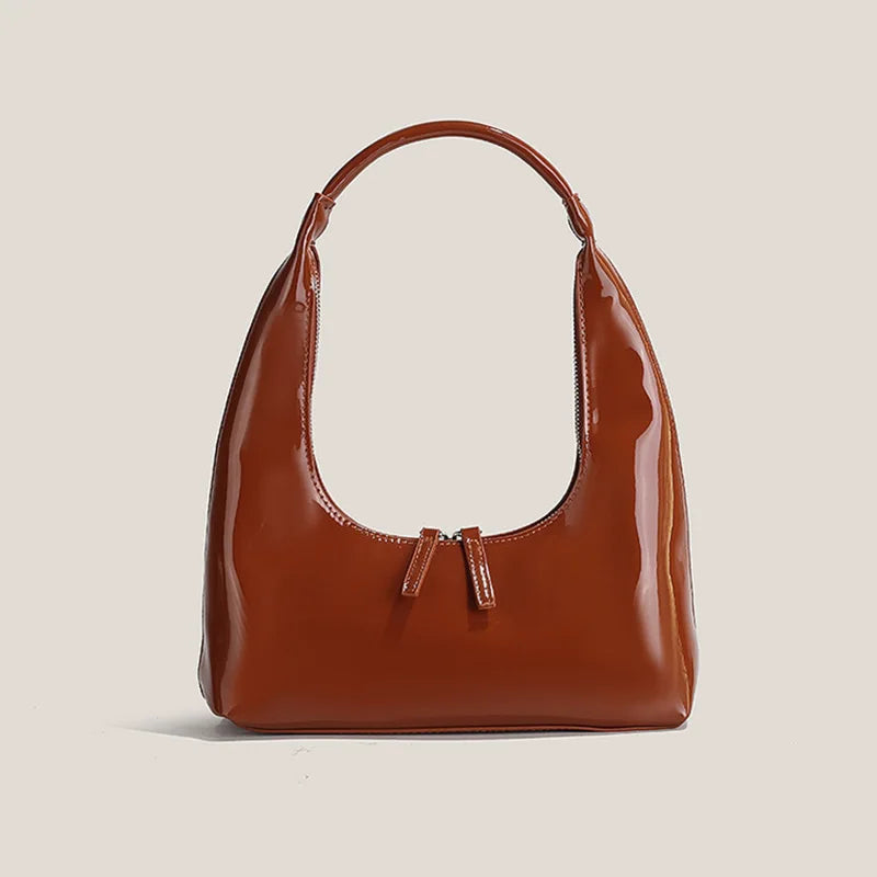 Women's Retro Patent Leather Shoulder Bag Western Style Handbag