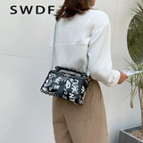 Women Leather Handbags and Purse Crossbody Bags Graffiti Shoulder Bags