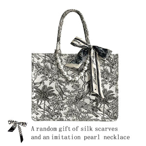 Embroidered Beach Shoulder Bag Canvas Tote Bag