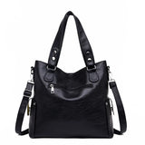 High Women Leather Handbag Rivet Package Large Tote Shoulder Bag Purse