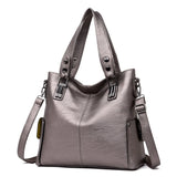 High Women Leather Handbag Rivet Package Large Tote Shoulder Bag Purse