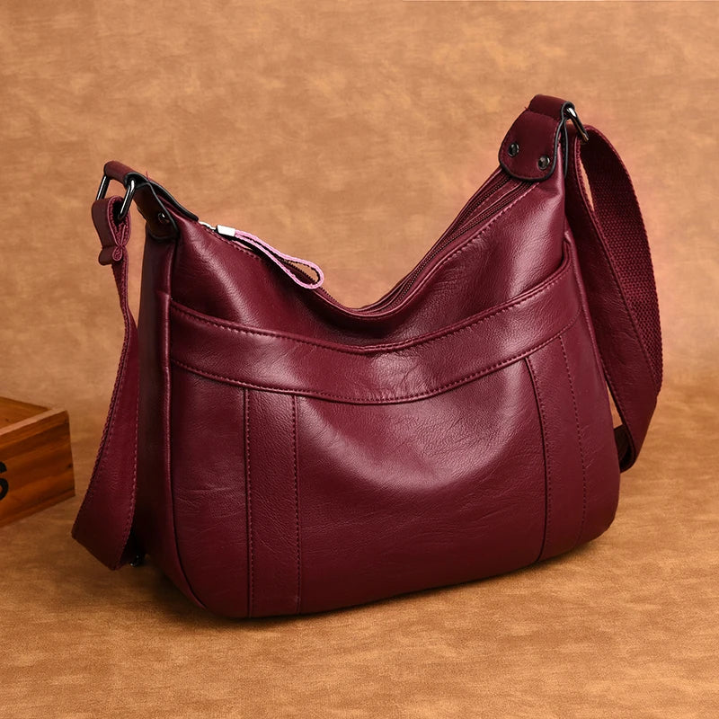 Vintage Red Patchwork Crossbody Bag for Women