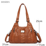 Soft Washed PU Leather Shoulder Crossbody Bag for Women