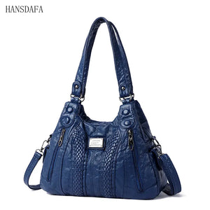 Soft Washed PU Leather Shoulder Crossbody Bag for Women