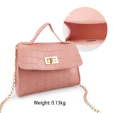 Crocodile Pattern Chain Lock Messenger Bag PU Leather Women's Shoulder Bag