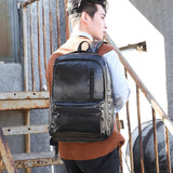 Men's 15.6 Inch Laptop Bag PU Leather Backpack Waterproof