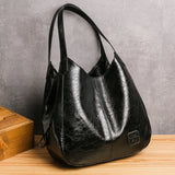 Vintage Pu Leather Bucket Shoulder Bag Women Large Capacity Messenger Bag