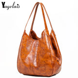 Vintage Pu Leather Bucket Shoulder Bag Women Large Capacity Messenger Bag