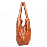 Vintage Pu Leather Bucket Shoulder Bag Women Large Capacity Messenger Bag