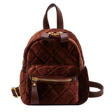 Mini Velvet Backpack Retro Rhombus Design