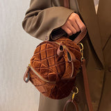 Mini Velvet Backpack Retro Rhombus Design