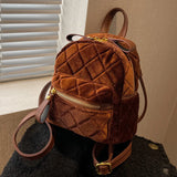 Mini Velvet Backpack Retro Rhombus Design