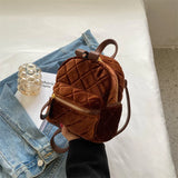 Mini Velvet Backpack Retro Rhombus Design