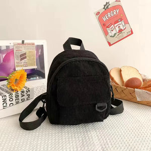 Corduroy Mini Women's Backpack Small School Bags Rucksack For Teen Girls