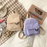 Corduroy Mini Women's Backpack Small School Bags Rucksack For Teen Girls