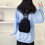Corduroy Mini Women's Backpack Small School Bags Rucksack For Teen Girls