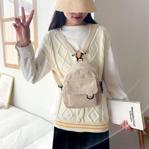 Corduroy Mini Women's Backpack Small School Bags Rucksack For Teen Girls