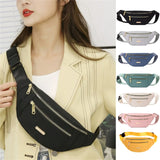 Multilayer Waist Packs Women Solid Adjustable Shoulder Strap Sports Shoulder Bag