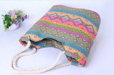 National Geometric Shoulder Bag Casual Ethnic Tote Large Rope Handbag