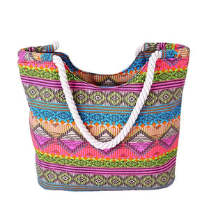 National Geometric Shoulder Bag Casual Ethnic Tote Large Rope Handbag