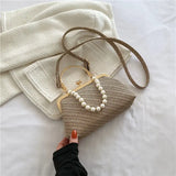 Vintage Striped Chain Shoulder Bag for Women