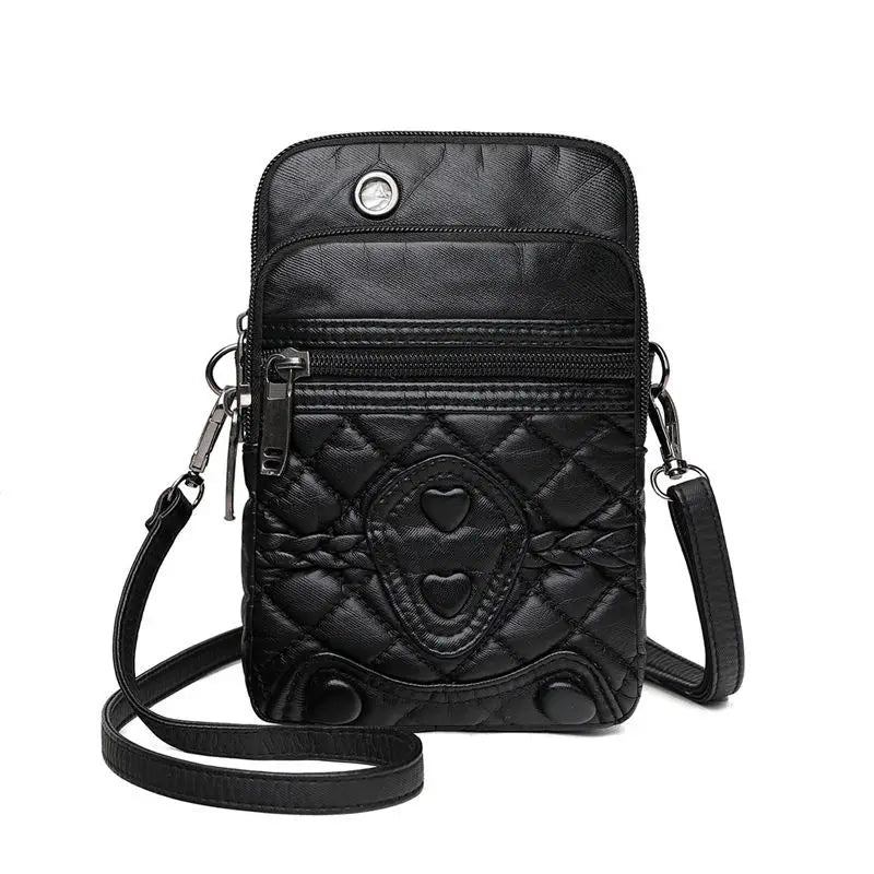 Vintage PU Leather Zippers Flap Bag Women Shoulder Handbag Crossbody Bag