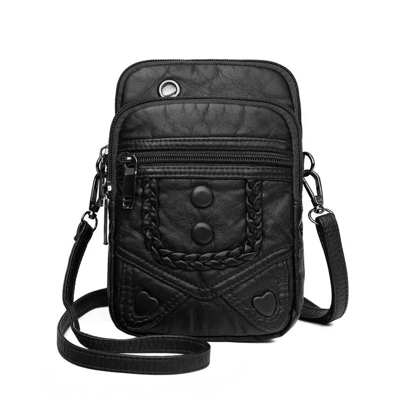 Vintage Weave PU Leather Zippers Small Flap Bags Women Shoulder Crossbody Bags