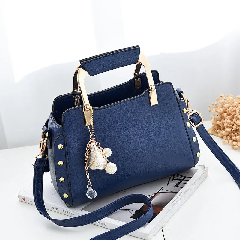 Arrival Rivet Women Leather Handbags Casual Tote Crossbody Bag