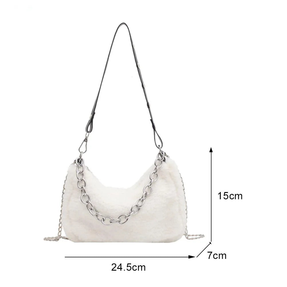 Vintage Plush Shoulder Bag for Women Casual Messenger Travel Totes