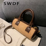 Velvet Cylinder Bag Mini Handbag Messenger Bag