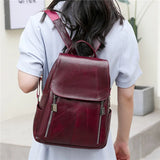Women PU Leather Backpack Waterproof Rucksack Mochila