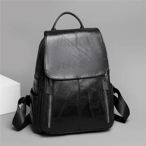 Women PU Leather Backpack Large Capacity Waterproof Rucksack Mochila