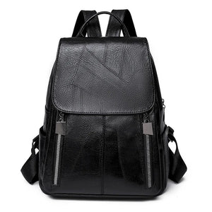 Women's PU Leather Backpack Large Capacity Waterproof Rucksack
