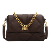 Women's Rhombus Messenger Bag Soft Leather Chain Bag