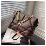 Vintage Rhombus Messenger Bag Soft Leather Chain Bag Crossbody Bags Female