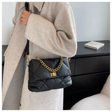 Vintage Rhombus Messenger Bag Soft Leather Chain Bag Crossbody Bags Female