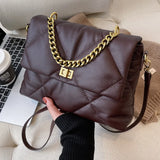 Women's Rhombus Messenger Bag Soft Leather Chain Bag