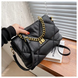 Vintage Rhombus Messenger Bag Soft Leather Chain Bag Crossbody Bags Female