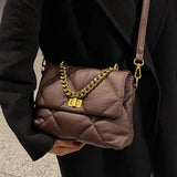 Vintage Rhombus Messenger Bag Soft Leather Chain Bag Crossbody Bags Female