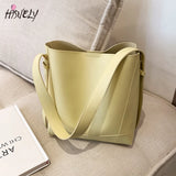 Large Capacity Bucket Bag Women PU Leather Handbag All-match Crossbody Shoulder
