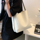 Large Capacity Bucket Bag Women PU Leather Handbag All-match Crossbody Shoulder