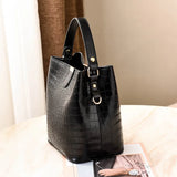 Crocodile Pattern Bucket Bag Women Shoulder Messenger PU Purse