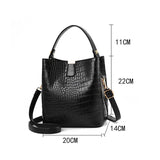 Crocodile Pattern Bucket Bag Women Shoulder Messenger PU Purse