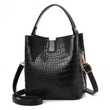 Crocodile Pattern Bucket Bag Women Shoulder Messenger PU Purse