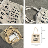 Canvas Shoulder Bag Women Retro Letter Embroidery Print Handbag