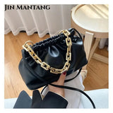 Cloud Underarm Shoulder Bag with Thick Chains Dumpling Clip Purse, Totes Handbag