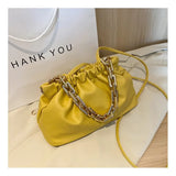 Cloud Underarm Shoulder Bag with Thick Chains Dumpling Clip Purse, Totes Handbag