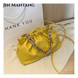 Cloud Underarm Shoulder Bag with Thick Chains Dumpling Clip Purse, Totes Handbag