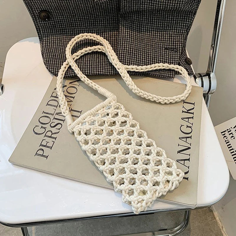 Cotton Woven Mobile Phone Bag Women's Portable Shoulder Bags