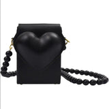 Bead Chain Messenger Bag, Chessboard Lattice, Small Square, Mobile Phone Bag